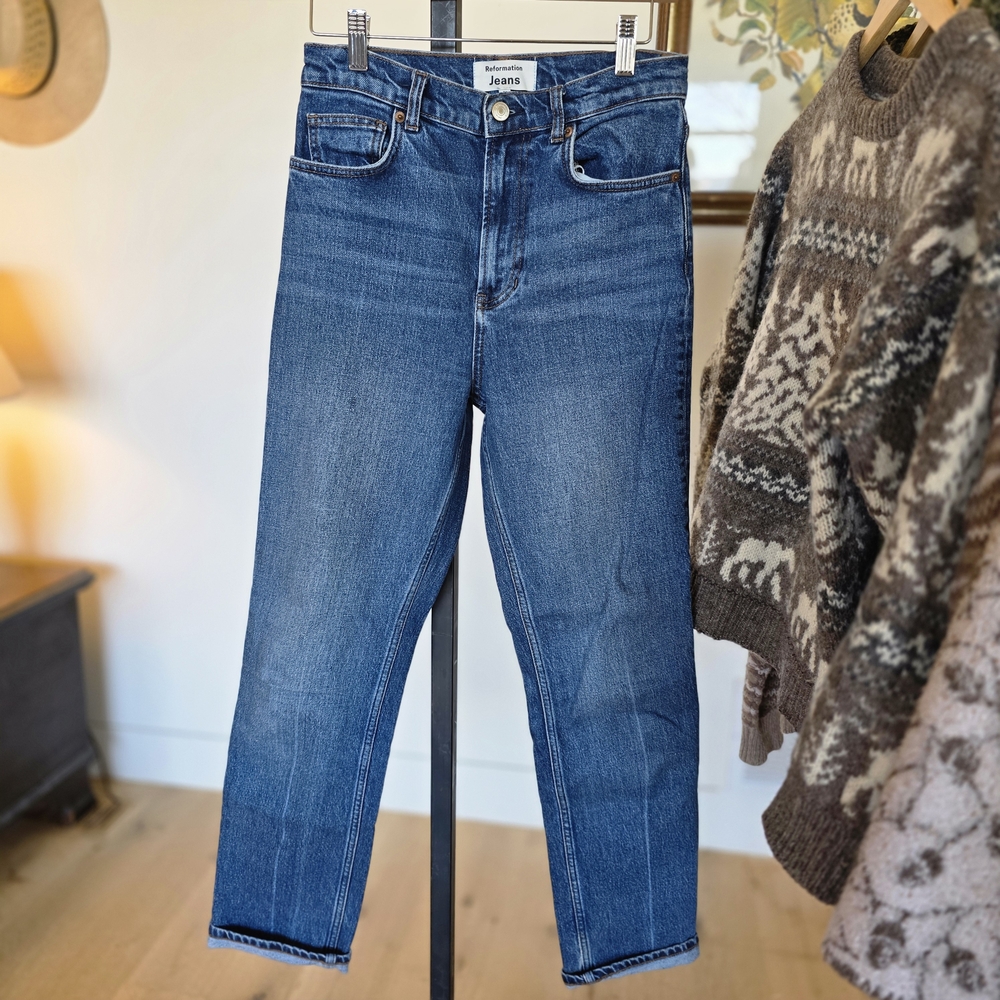 Reformation Liza Ultra High Rise Straight Jeans In Icarian